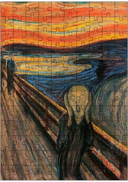 Ahşap Mdf Puzzle Yapboz Edvard Munch Çığlık Scream 120 Parça 25*35 cm