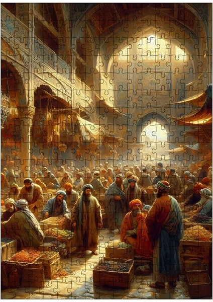 Ahşap Mdf Puzzle Yapboz Osmanlı Döneminde Pazar 255 Parça 35*50 cm