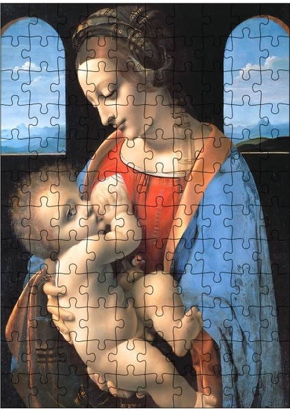 Ahşap Mdf Puzzle Yapboz Meryem Ana ve Isa 120 Parça 25*35 cm