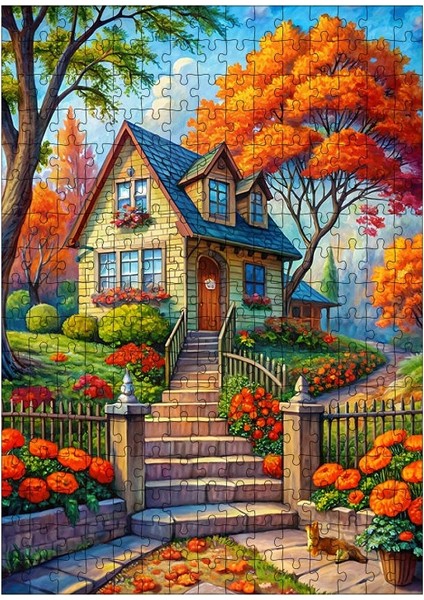 Ahşap Mdf Puzzle Yapboz Ahşap Ev 255 Parça 35*50 cm