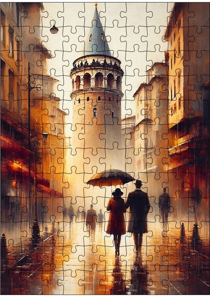 Ahşap Mdf Puzzle Yapboz Istanbul Galata Kulesi 120 Parça 25*35 cm