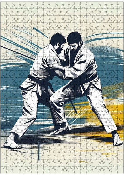 Ahşap Mdf Puzzle Yapboz Jiu Jitsu Yapan Insanlar 500 Parça 50*70 cm