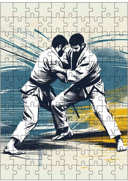 Ahşap Mdf Puzzle Yapboz Jiu Jitsu Yapan Insanlar 120 Parça 25*35 cm