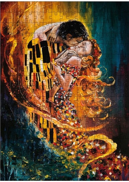 Ahşap Mdf Puzzle Yapboz Öpüşen Soyut Çift 255 Parça 35*50 cm