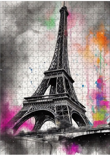 Ahşap Mdf Puzzle Yapboz Paris Eyfel Kulesi 500 Parça 50*70 cm