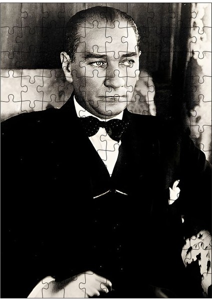 Ahşap Mdf Puzzle Yapboz Siyah Beyaz Mustafa Kemal Atatürk 120 Parça 25*35 cm