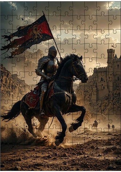 Ahşap Mdf Puzzle Yapboz Şövalye 120 Parça 25*35 cm