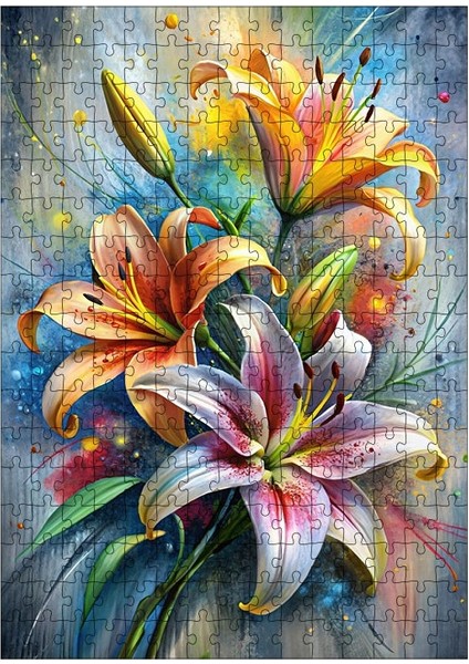 Ahşap Mdf Puzzle Yapboz Zambak Çiçekleri 255 Parça 35*50 cm