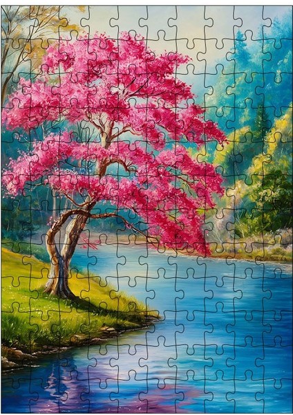 Ahşap Mdf Puzzle Yapboz Göl ve Ağaçlar 120 Parça 25*35 cm