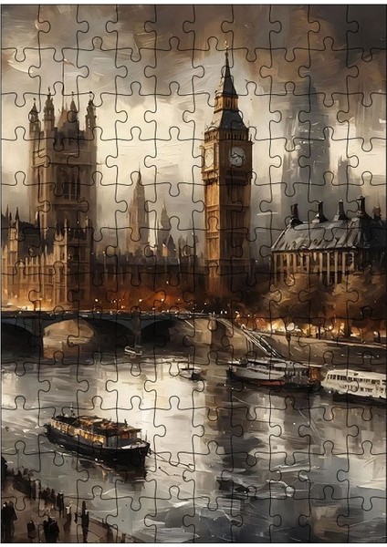 Ahşap Mdf Puzzle Yapboz Londra Saat Kulesi 120 Parça 25*35 cm