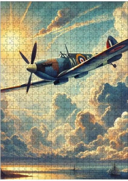 Karizma Tablo Ahşap Mdf Puzzle Yapboz Retro Uçak  500 Parça 50*70 cm