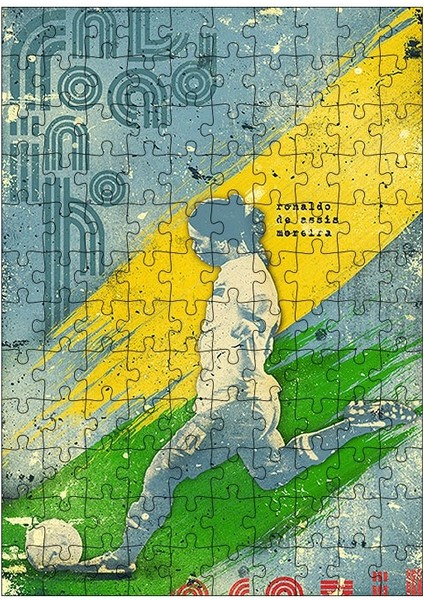 Karizma Tablo Ahşap Mdf Puzzle Yapboz Ronaldinho Gaúcho Futbolcu 120 Parça 25*35 cm