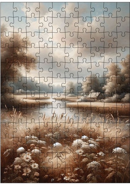 Ahşap Mdf Puzzle Yapboz Göl ve Orman Manzarası 120 Parça 25*35 cm