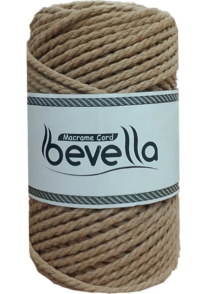 Premium 3 Büküm Burgulu Pamuk Makrome Ipi 3 mm 250 gr Taba