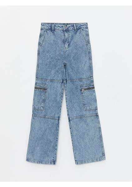 Yüksek Bel Wideleg Kadın Kargo Jean Pantolon modelleri