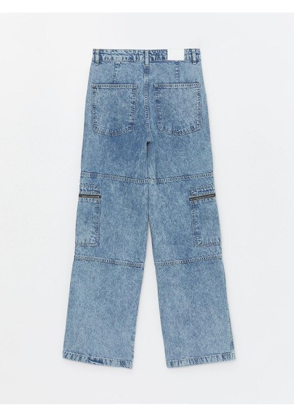 Yüksek Bel Wideleg Kadın Kargo Jean Pantolon fırsatları