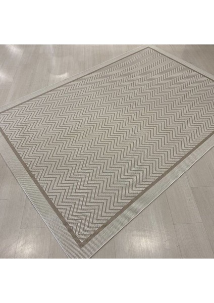 Jüt Sisal Bej Beyaz Makine Halısı 9717