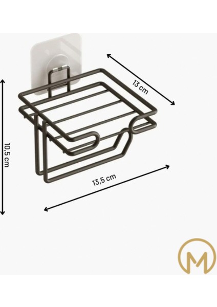 Yapışkanlı Yedekli Tuvalet Kağıtlığı Wc Kağıtlık Tutucu Askısı Mat Siyah