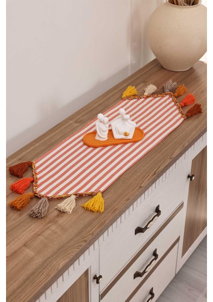 Renkli Püsküllü Çizgili Runner 90 x 30,R-47k