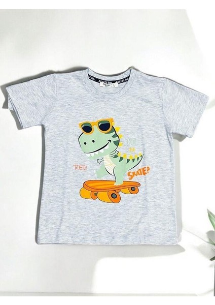 Erkek Çocuk Pamuklu Dinazor Baskılı Şort Takım fırsatları