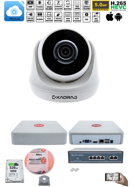 1 Kameralı Ip Dome Güvenlik Kamerası Seti | 4mp Ultra Hd, 30M Gece Görüş, Ses Alma, Uzaktan Izleme fiyatları