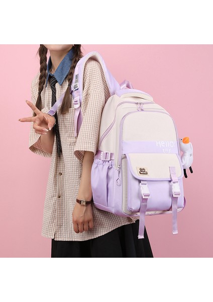 Kız Öğrenciler Için Okul Çantası Büyük Kapasiteli Sırt Çantası Gri (Yurt Dışından) fiyatları