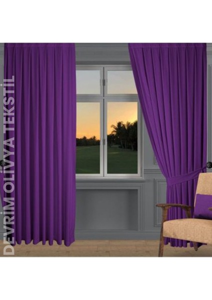 Lüks Düz Dikim Mor Ada Fon Perde En x Yükseklik fiyatları