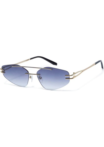 6860 9 Geometrik Altın - Altın Unisex Güneş Gözlüğü