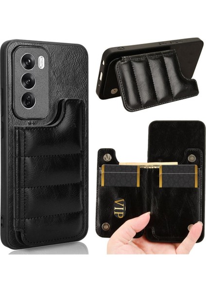 Oppo RENO12 Pro 5g Cüzdan Kılıf Için Cüzdan Kılıf Kickstand Kart Yuvası Vegan (Yurt Dışından)