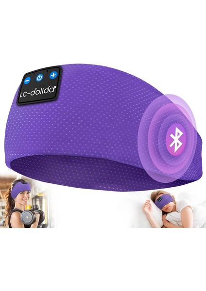 Uyku Maskesi - Kablosuz Kulaklıklar - Bluetooth 5.2 - Havai Mor