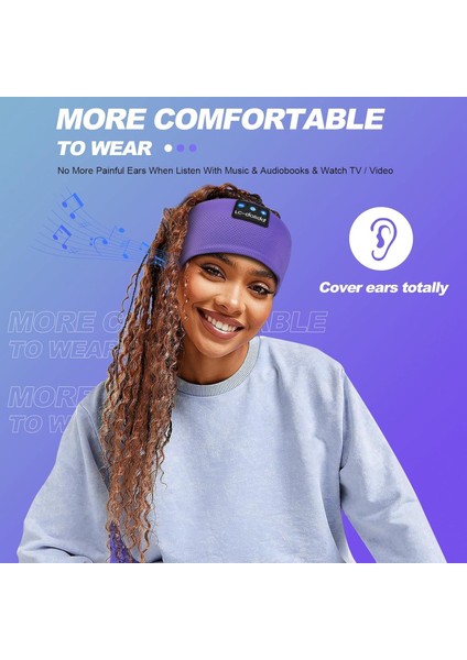 Uyku Maskesi - Kablosuz Kulaklıklar - Bluetooth 5.2 - Havai Mor indirimleri