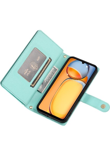 Xiaomi Poco M6 Için Flip Case Standı Cüzdan Çok Fonksiyonlu Crossbody Kayış (Yurt Dışından)