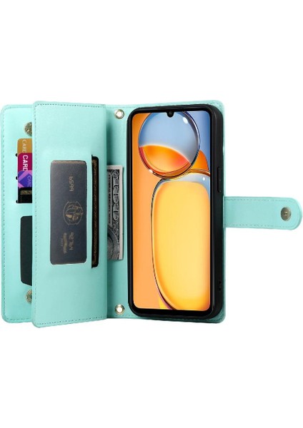 Xiaomi Poco M6 Için Flip Case Standı Cüzdan Çok Fonksiyonlu Crossbody Kayış (Yurt Dışından)