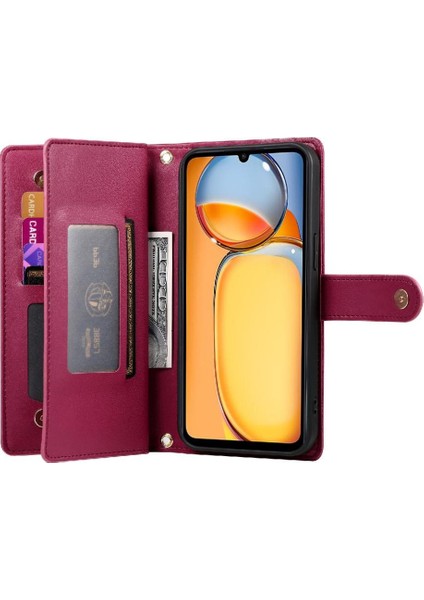 Xiaomi Redmi Için Flip Case 13C Çok Fonksiyonlu Standı Cüzdan Crossbody (Yurt Dışından) modelleri