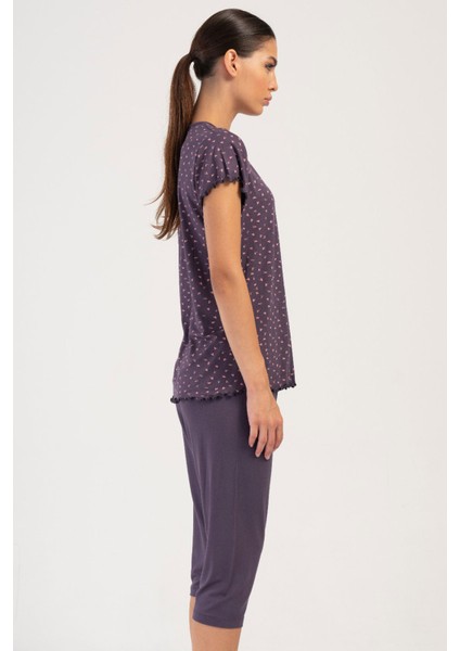 Kadın Vıscon Kısa Kol Kaprili Pijama Takım , 404017 modelleri