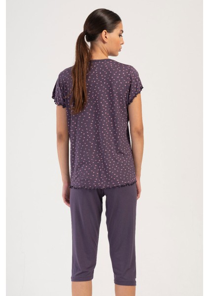 Kadın Vıscon Kısa Kol Kaprili Pijama Takım , 404017 fırsatları