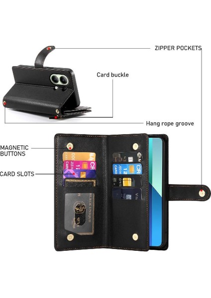 Xiaomi Redmi Not 13 Için Flip Case 4g Çok Fonksiyonlu Iş Cüzdan (Yurt Dışından)