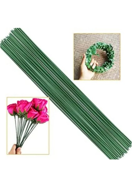 Çiçek Teli 10 Adet 40 cm Büyük Pastacılık Çiçek Teli 40 cm Yeşil Çiçek Teli Çiçek Yapım Teli