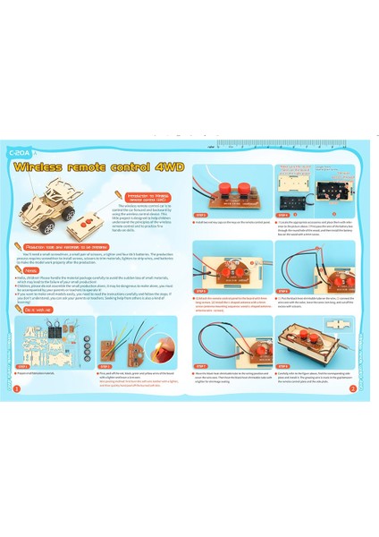 Stem Oyuncaklar Bilim Projesi Eğitim Diy Kiti Kablosuz 4WD Uzaktan Kumanda Araba Modeli Bilimsel Deney Oyuncaklar Kitleri (Yurt Dışından)