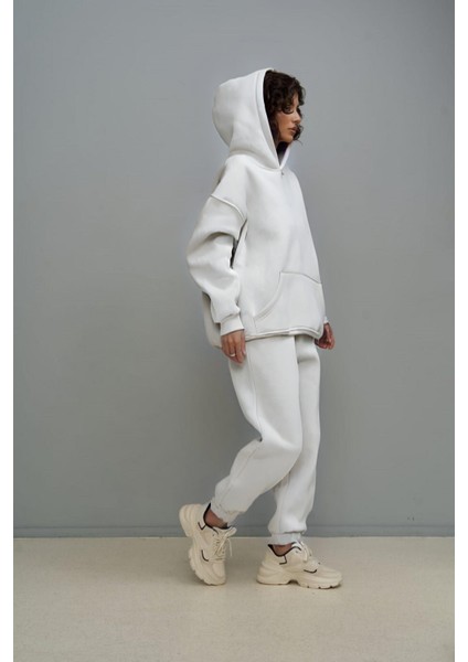 Kadın Yüksek Bel 3iplik Kaliteli Oversize Eşofman Takımı