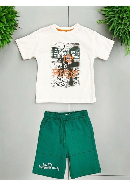 Erkek Çocuk Hope Baskılı Pamuklu Şortlu Takım