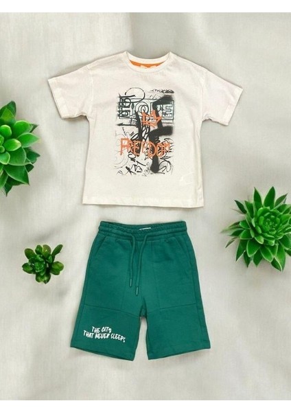 Erkek Çocuk Hope Baskılı Pamuklu Şortlu Takım fiyatları
