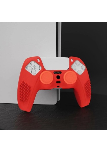 Ps4 Controller Joystick Oyun Kolu Gamepad Uyumlu - Silikon Koruyucu cover Kırmızı