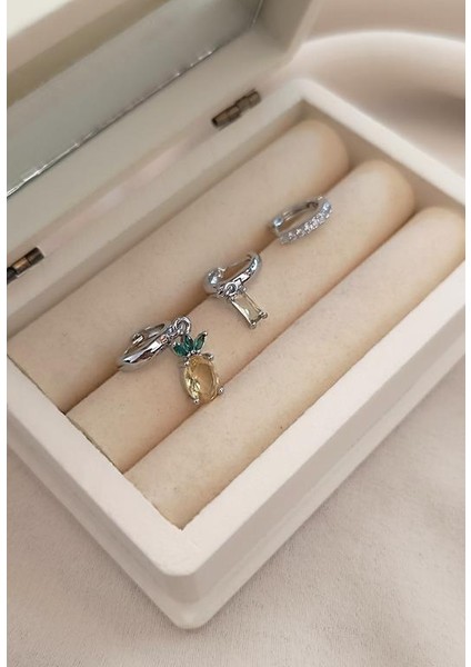 Küpe 3lü Set Kararmaz Çelik 316L Yonca Model Rose Gold Küpe fırsatları