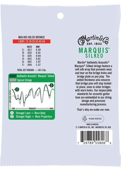 MA140S Marquis 80/20 Bronze Akustik Gitar Teli Lt 12-54