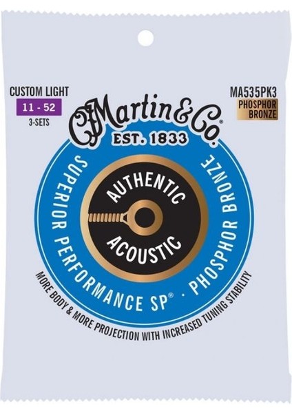 MA535PK3 Sp Phosphor Bronze Akustik Gitar Telleri