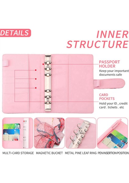 A6 Mermer Renkli Para Bütçe Planlayıcısı Bağlayıcı Fermuarlı Zarflar Bütçeleme Için Nakit Zarflar Para Organizatör Azure (Yurt Dışından) fırsatları
