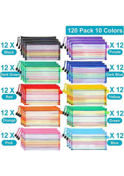 120 Paket Fermuar Örgü Kese Çok Renkli Kalem Çantası Örgü Çanta Ofis Okul Seyahat Aksesuarı Için Seyahat Küçük Örgü Çanta (Yurt Dışından) indirimleri