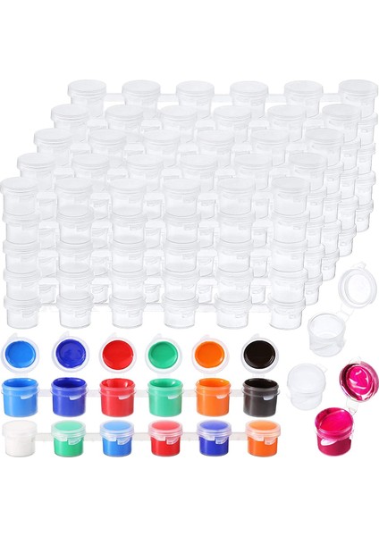 100 Şerit 600 Tencere Boş Boya Şeritleri Boya Bardağı Şeffaf Plastik Saklama Kapları Boyama Zanaat Malzemeleri (3 Ml/ 0.1 Oz) (Yurt Dışından)