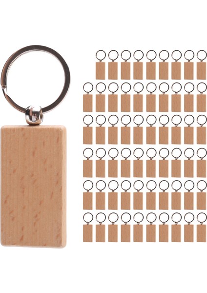 60 Adet Boş Dikdörtgen Ahşap Anahtarlık Diy Ahşap Anahtarlıklar Anahtar Etiketleri Kazıyabilir Diy Hediyeler (Yurt Dışından)